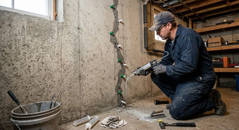 Cracked Basement Floor Repair in York, SC