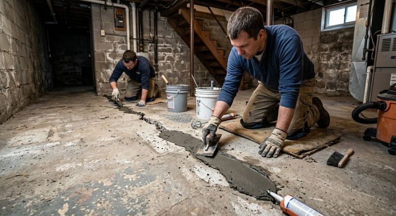 Cracked Basement Floor Repair in York, SC